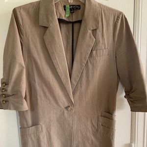 ELIZABETH & JAMES jacket sz 4 blazer ruched 3/4 sleeves Brown